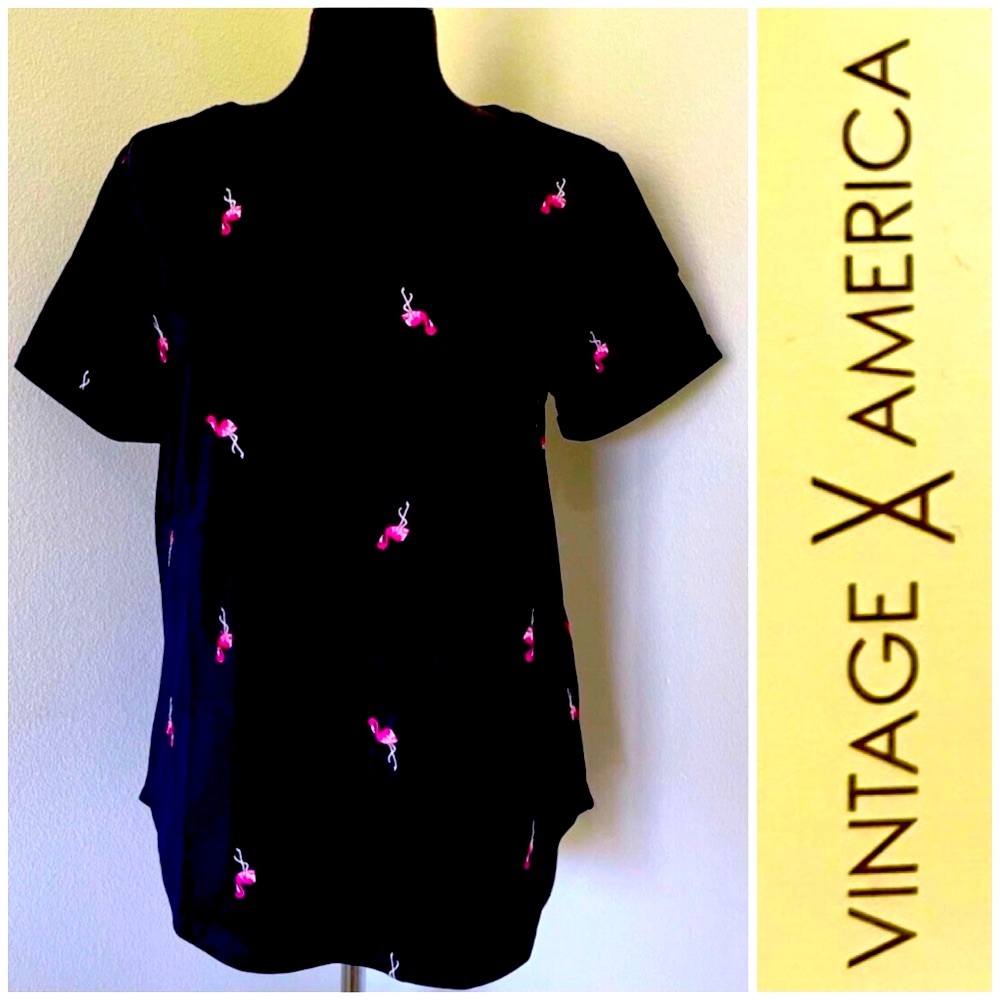 Black and Pink Flamingos Women's Top